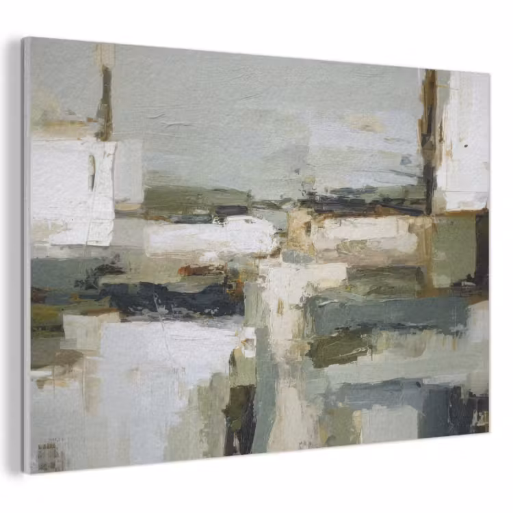 Akoestisch schilderij - Penseelstreken - Groen - Abstract - Japandi — 1