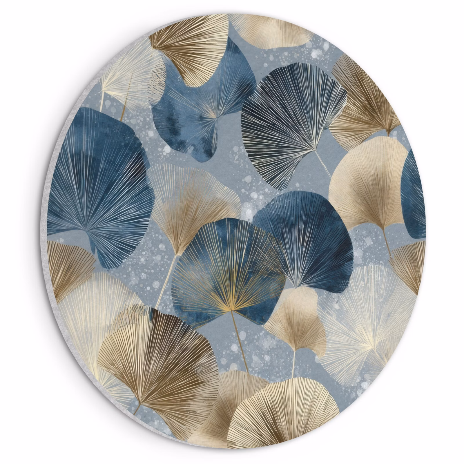 Akoestisch schilderij rond - Bladeren - Abstract - Goud - Blauw — 1