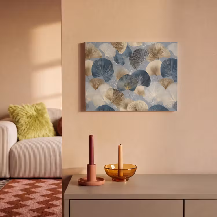 Akoestisch schilderij - Bladeren - Abstract - Goud - Blauw — 2