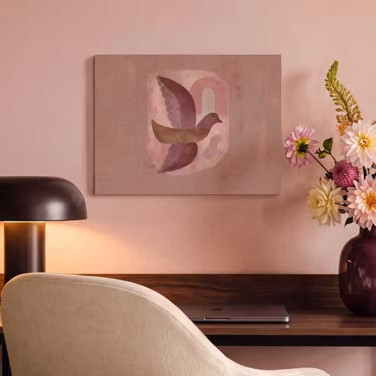Akoestisch schilderij - Illustratie - Vogels - Abstract - Roze — 4