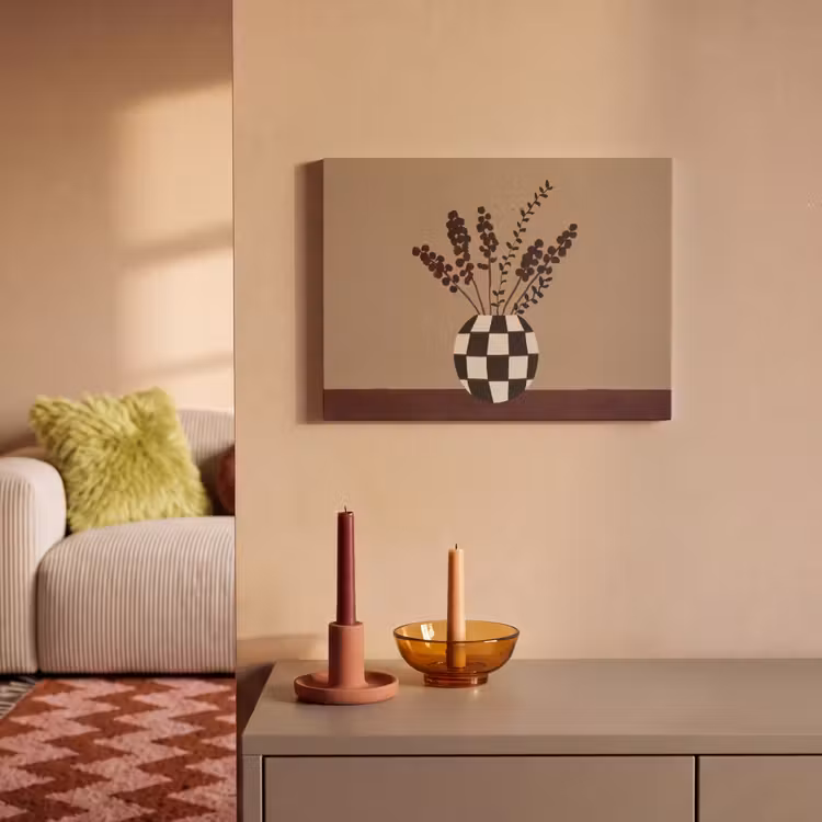 Akoestisch schilderij - Minimalistisch - Vaas - Bloemen - Bruin — 2