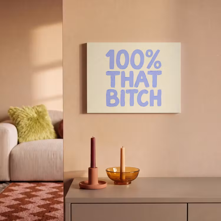 Akoestisch schilderij - 100% that bitch - Blauw - Wit — 2