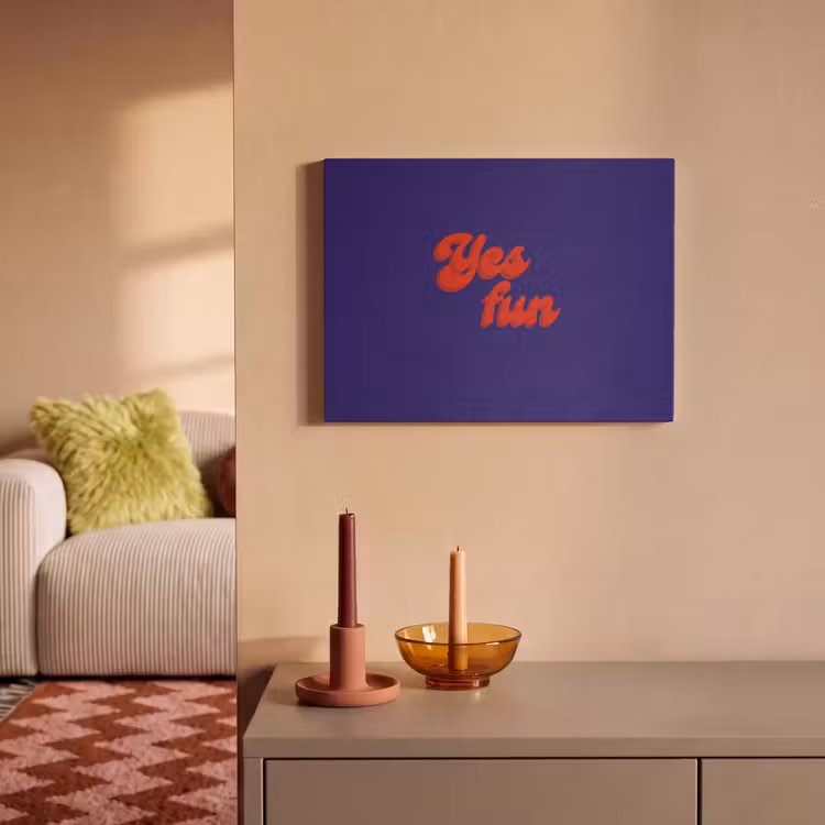 Akoestisch schilderij - Blauw - Rood - Yes fun - 3D — 2