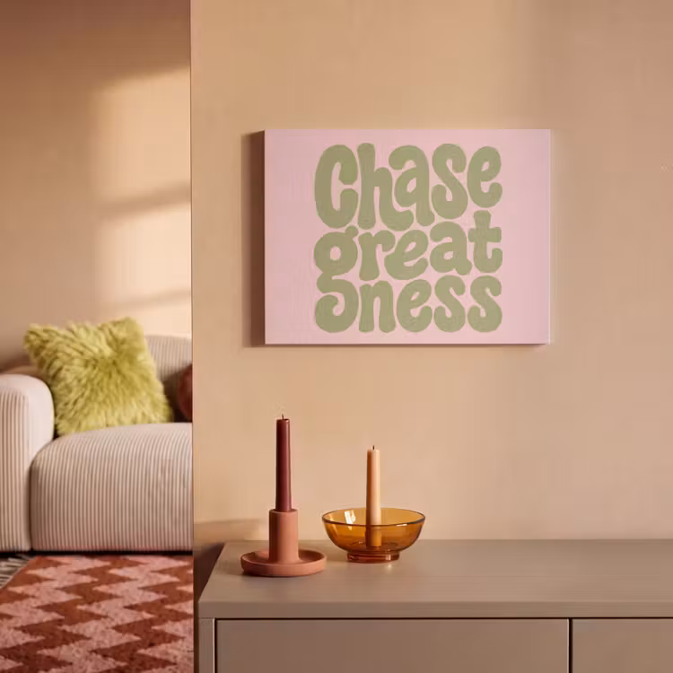 Akoestisch schilderij - Chase greatness - Groen - Roze - Retro — 2