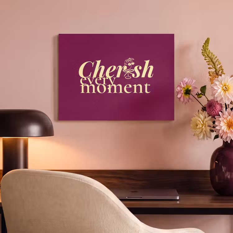 Akoestisch schilderij - Cherish every moment - Cocktailglas - Bordeaux — 4