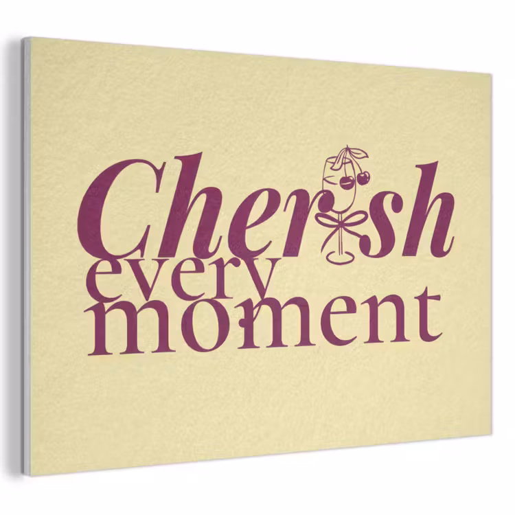 Akoestisch schilderij - Cherish every moment - Cocktailglas - Geel — 1