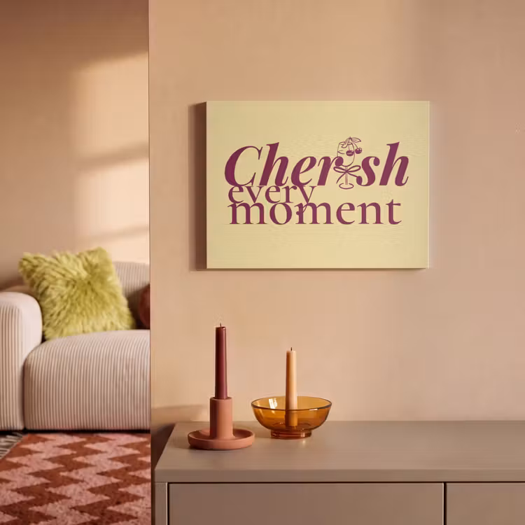 Akoestisch schilderij - Cherish every moment - Cocktailglas - Geel — 2