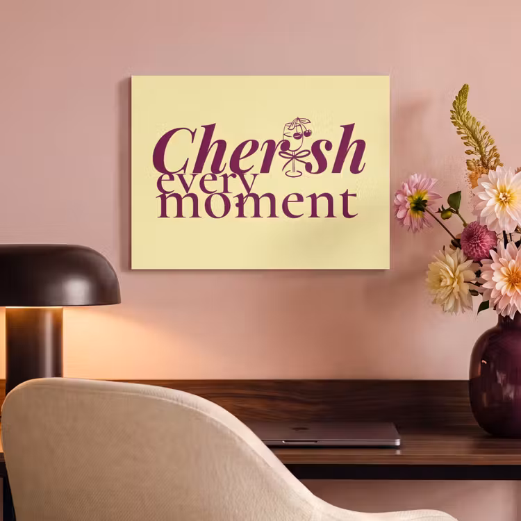 Akoestisch schilderij - Cherish every moment - Cocktailglas - Geel — 4