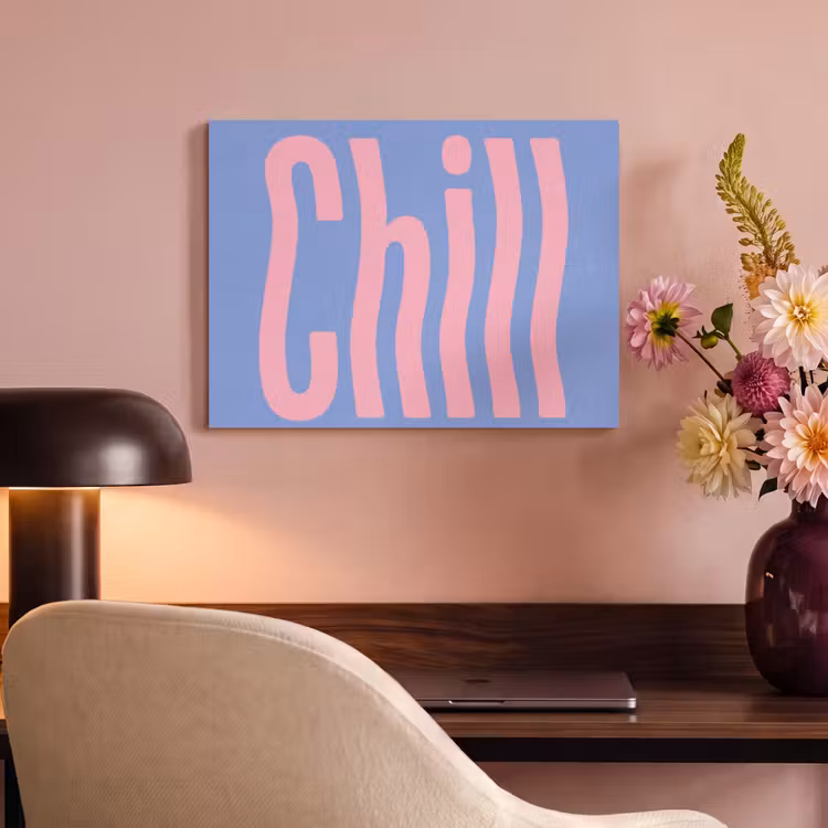 Akoestisch schilderij - Chill - Roze - Blauw - Golvend — 4