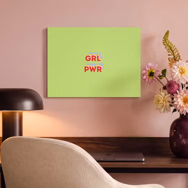 Akoestisch schilderij - Grl pwr - Groen - Rood - 3D — 4