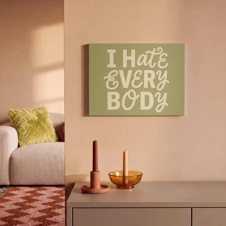 Akoestisch schilderij - I hate everybody - Groen - Retro — 2