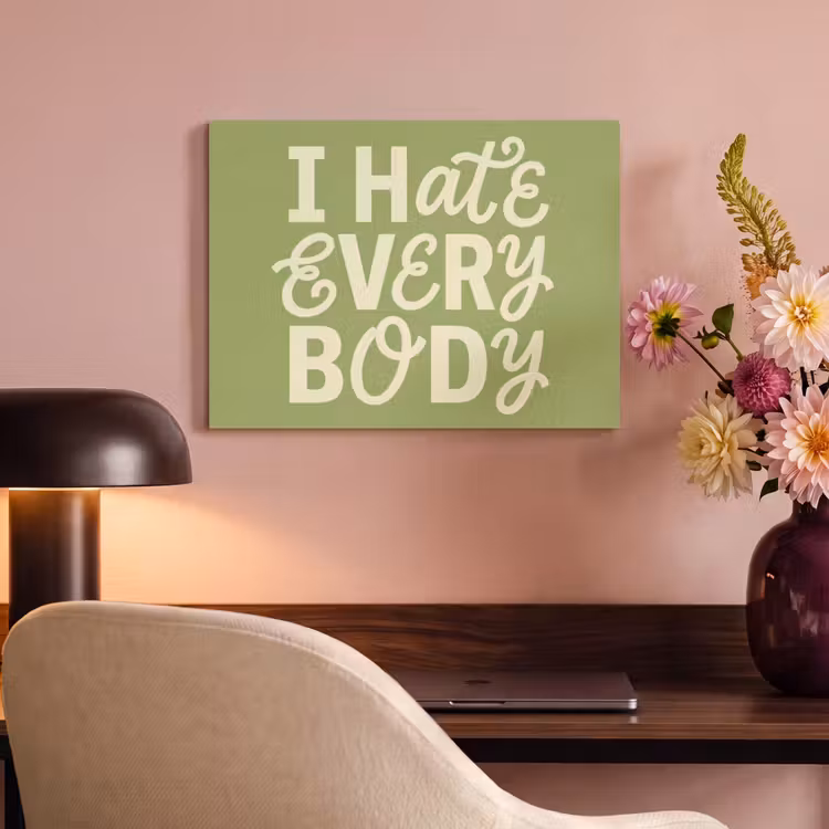 Akoestisch schilderij - I hate everybody - Groen - Retro — 4