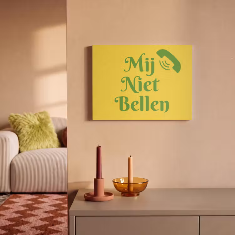 Akoestisch schilderij - Mij niet bellen - Telefoon - Geel — 2