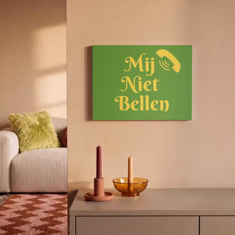 Akoestisch schilderij - Mij niet bellen - Telefoon - Groen — 2
