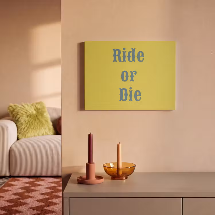 Akoestisch schilderij - Ride or die - Geel - Blauw — 2