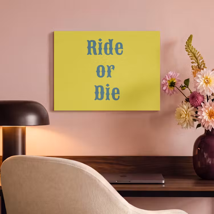 Akoestisch schilderij - Ride or die - Geel - Blauw — 4