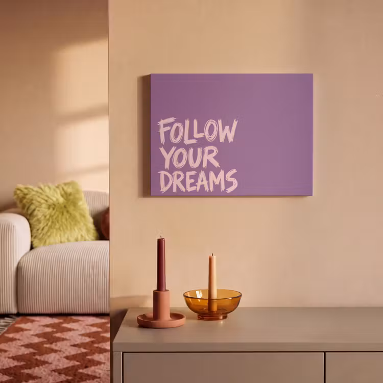 Akoestisch schilderij - Follow your dreams - Paars - Penseeltextuur — 2