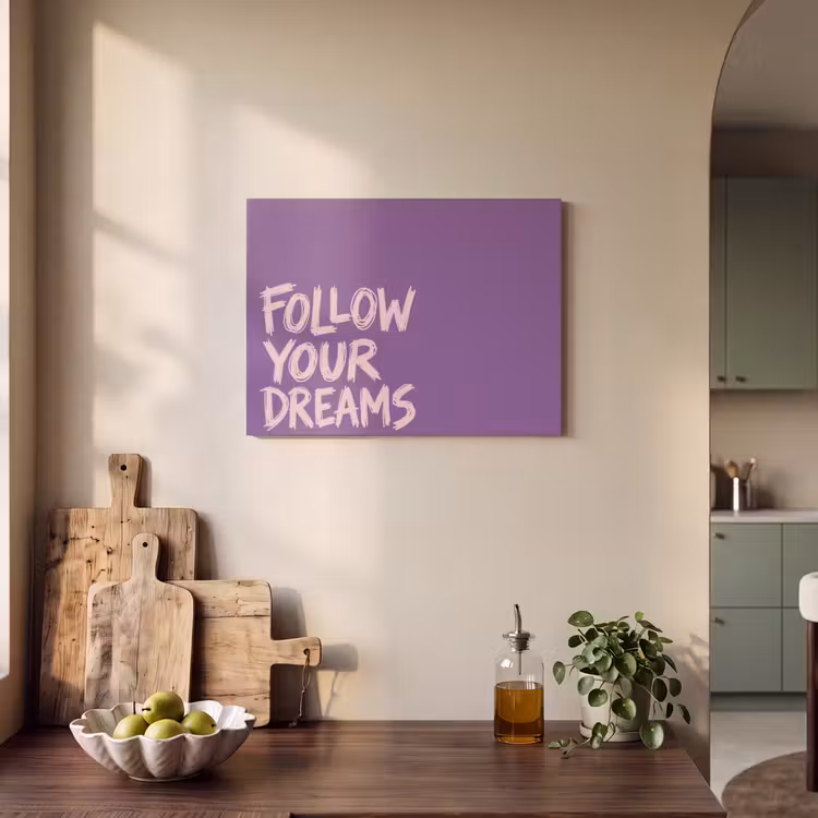 Akoestisch schilderij - Follow your dreams - Paars - Penseeltextuur — 3