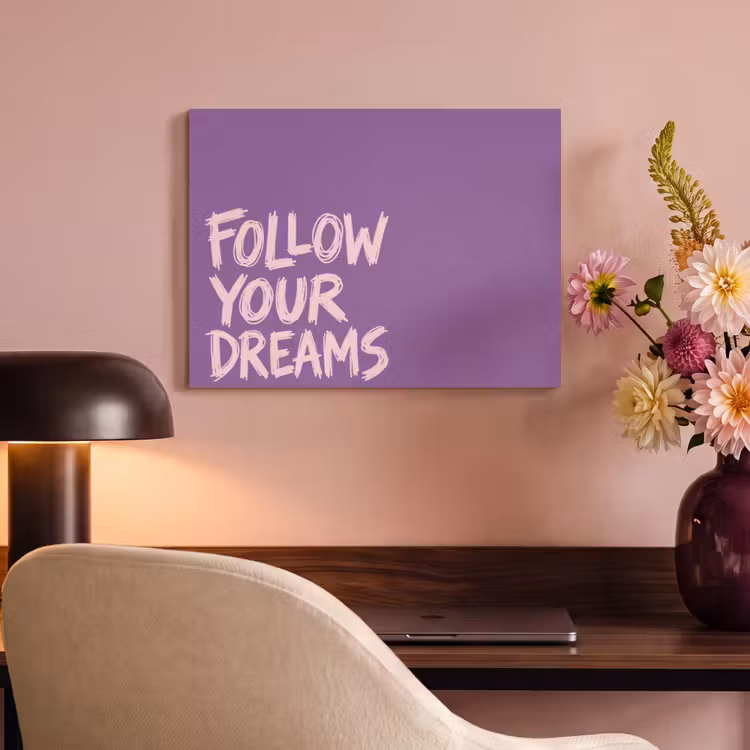 Akoestisch schilderij - Follow your dreams - Paars - Penseeltextuur — 4