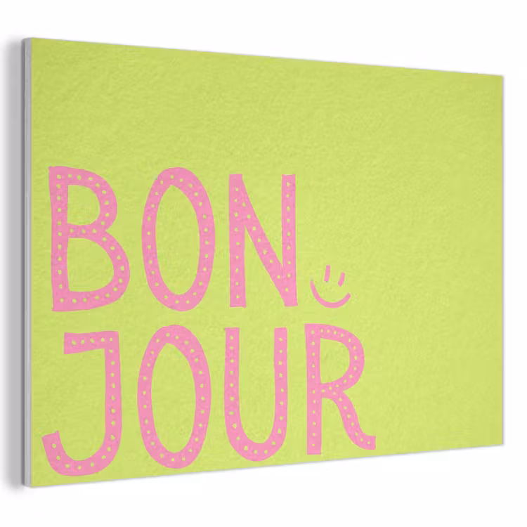 Akoestisch schilderij - Groen - Smiley - Bonjour - Roze — 1