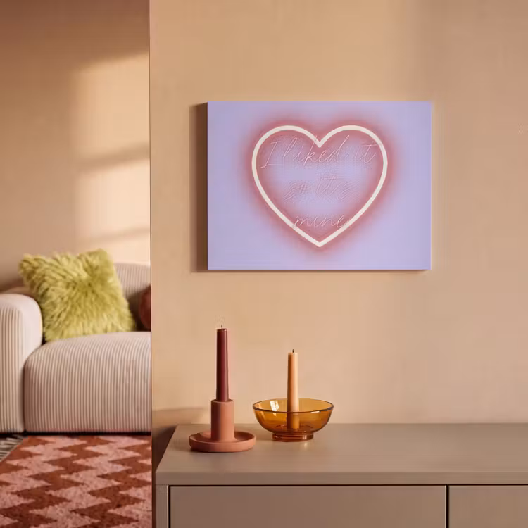 Akoestisch schilderij - I liked it so it's mine - Neon hart - Paars — 2