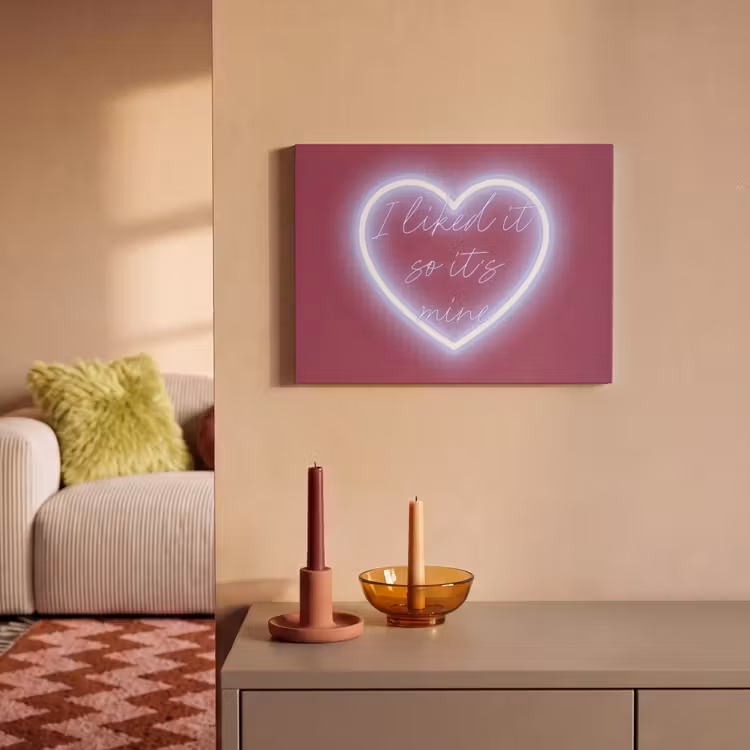 Akoestisch schilderij - I liked it so it's mine - Neon hart - Roze — 2