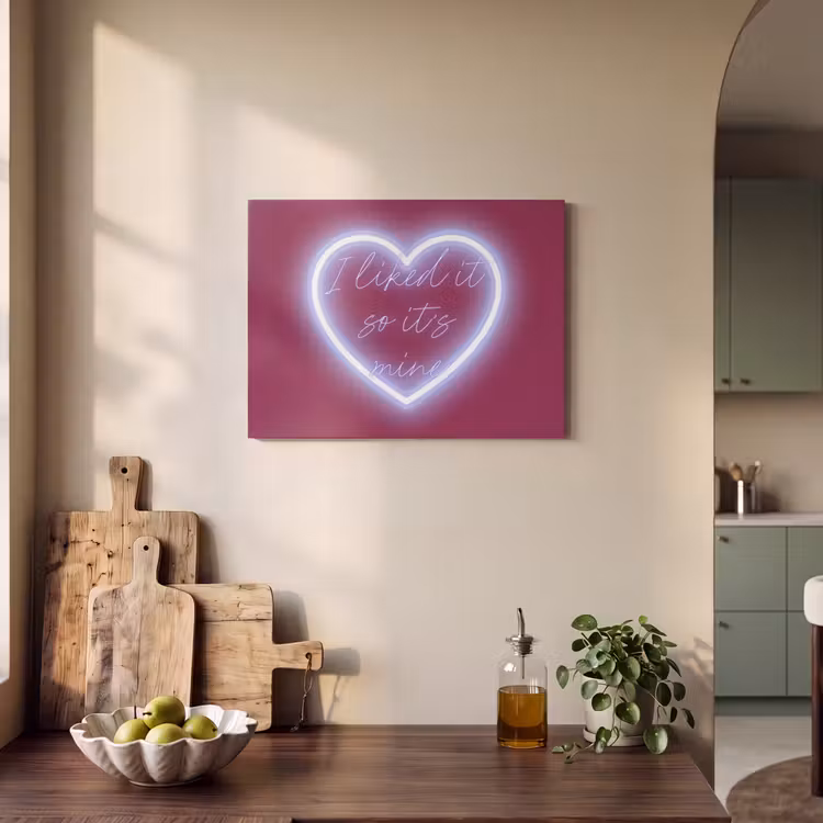 Akoestisch schilderij - I liked it so it's mine - Neon hart - Roze — 3