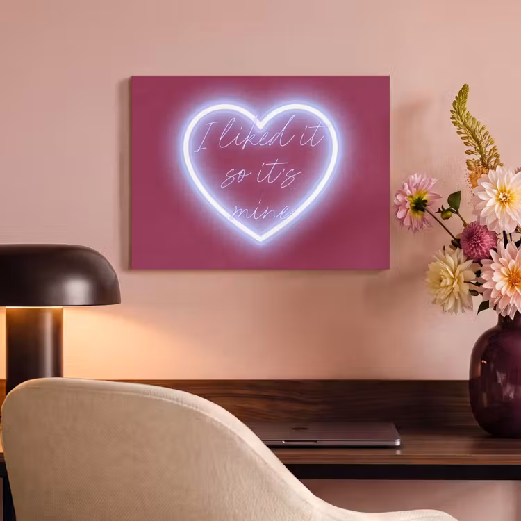 Akoestisch schilderij - I liked it so it's mine - Neon hart - Roze — 4
