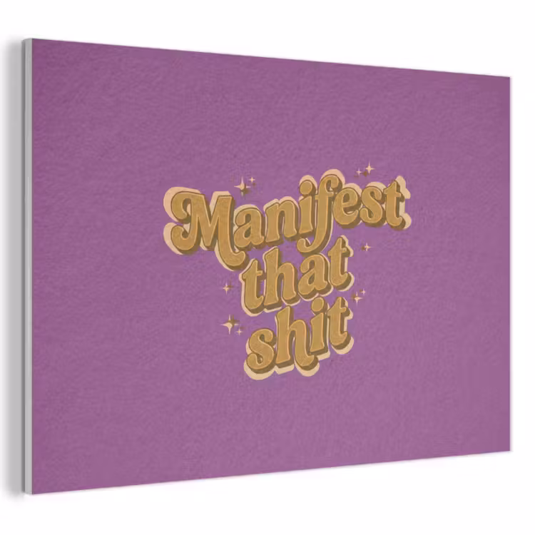 Akoestisch schilderij - Manifest that shit - Paars - Glitter — 1
