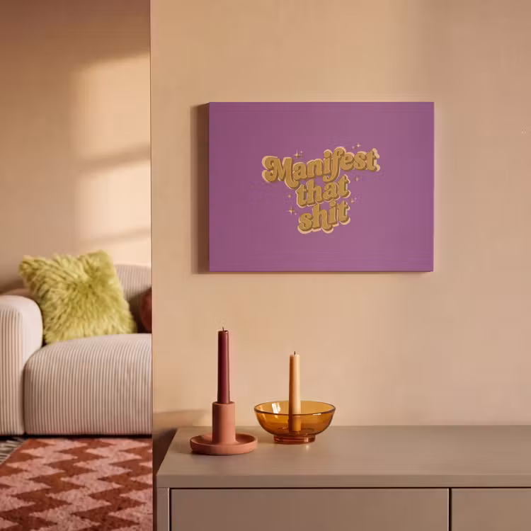 Akoestisch schilderij - Manifest that shit - Paars - Glitter — 2