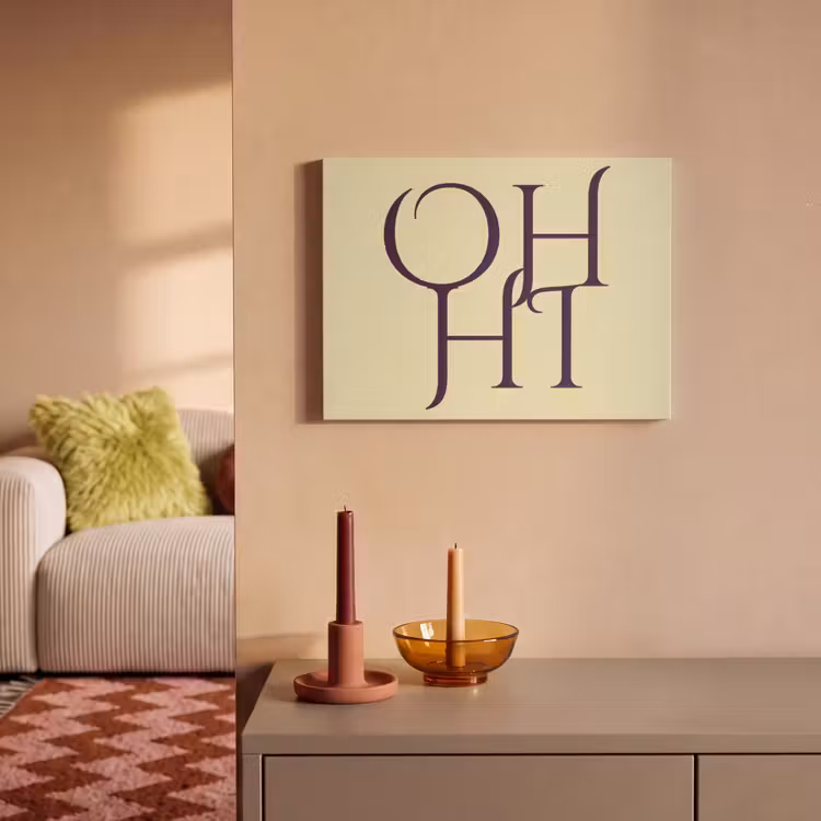 Akoestisch schilderij - Oh hi - Geel - Monogram — 2