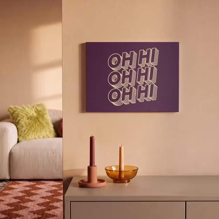 Akoestisch schilderij - Oh hi - Paars - 3D — 2