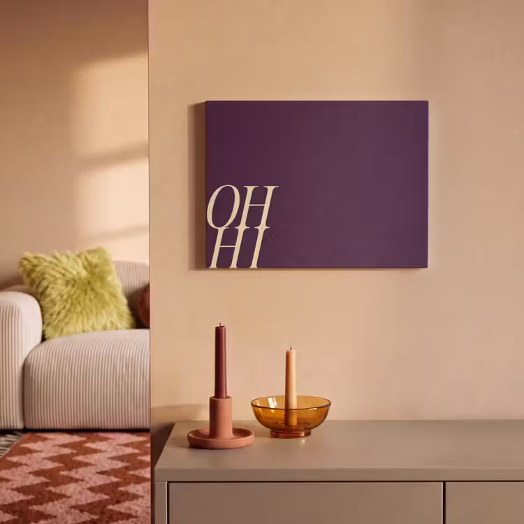 Akoestisch schilderij - Oh hi - Paars - Cursief — 2