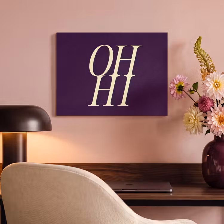 Akoestisch schilderij - Oh hi - Paars - Minimalistisch — 4