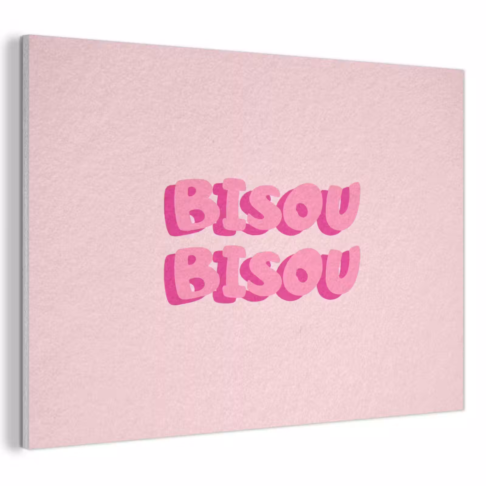 Akoestisch schilderij - Bisou - Roze - Dikke letters — 1