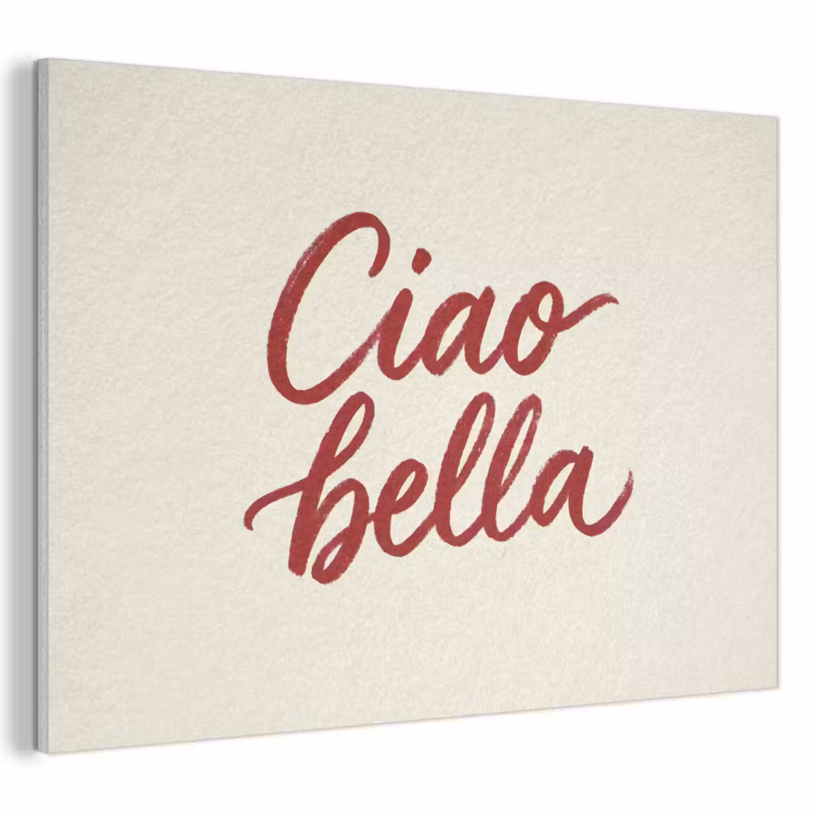 Akoestisch schilderij - Ciao bella - Rood - Wit - Minimalistisch — 1