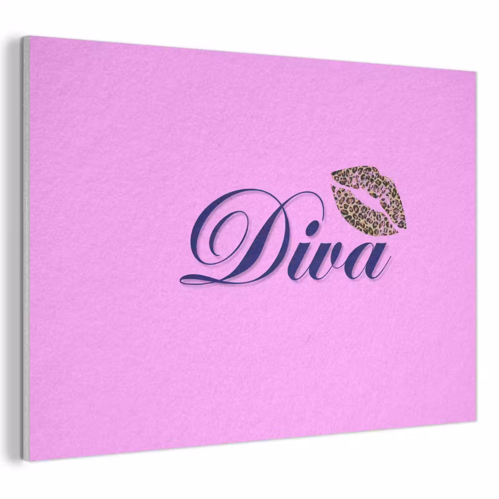 Akoestisch schilderij - Diva - Lip - Panterprint - Roze — 1