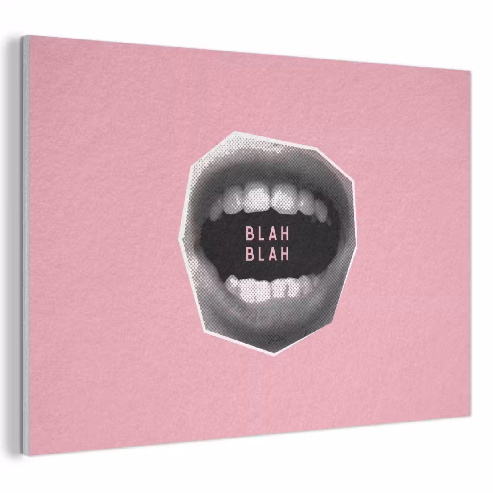 Akoestisch schilderij - Mond - BLAH BLAH - Roze — 1