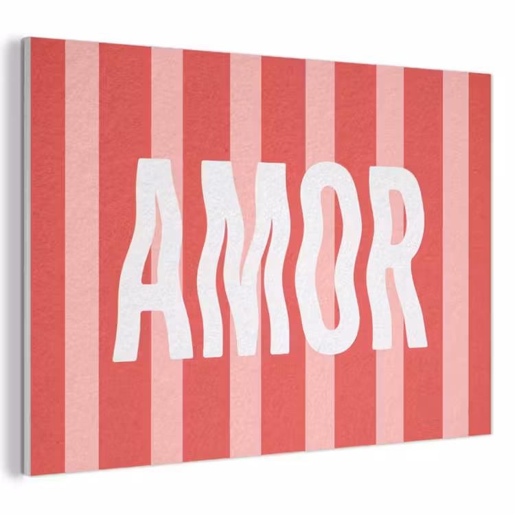 Akoestisch schilderij - Amor - Strepen - Rood - Roze — 1
