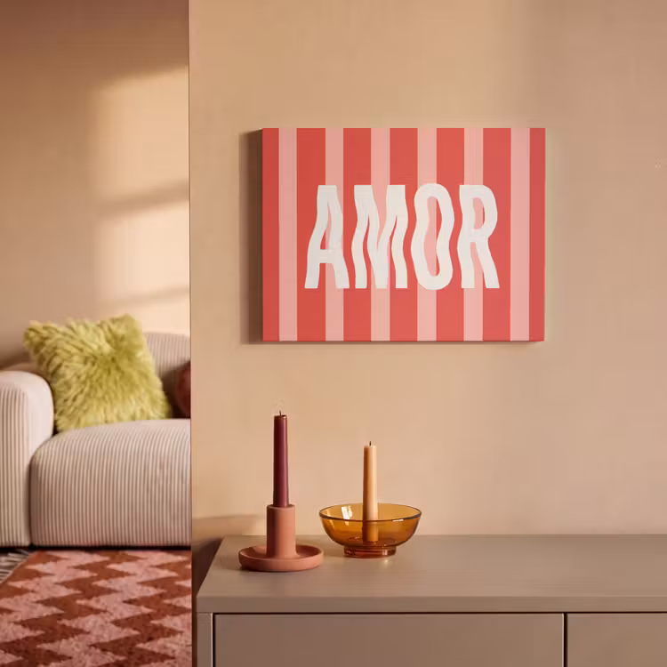 Akoestisch schilderij - Amor - Strepen - Rood - Roze — 2