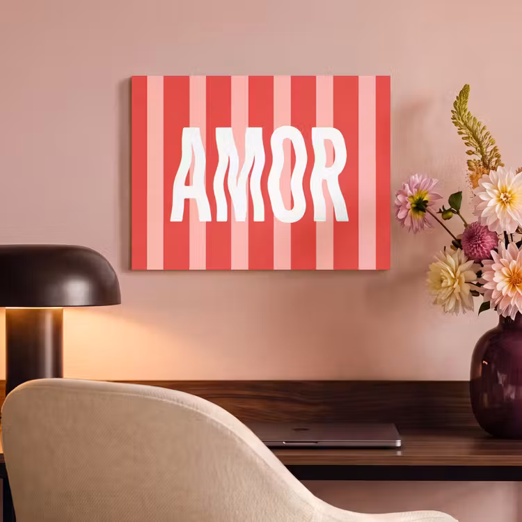 Akoestisch schilderij - Amor - Strepen - Rood - Roze — 4