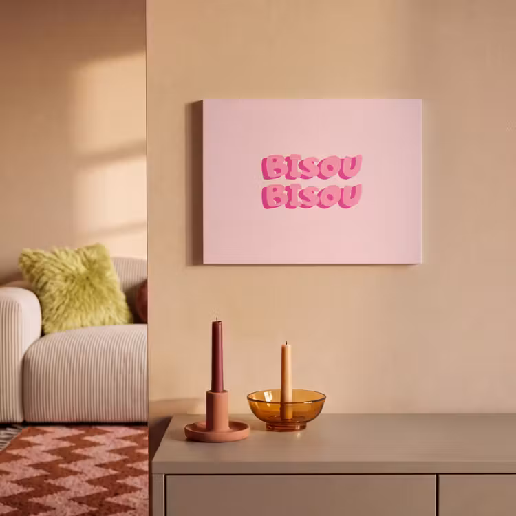 Akoestisch schilderij - Bisou - Roze - Dikke letters — 2