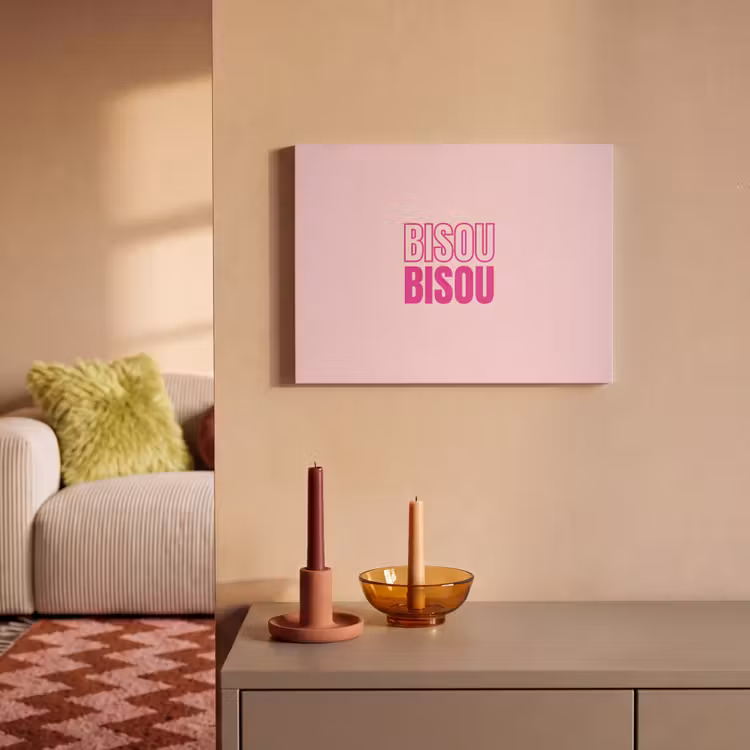Akoestisch schilderij - Bisou - Roze - Minimalistisch — 2