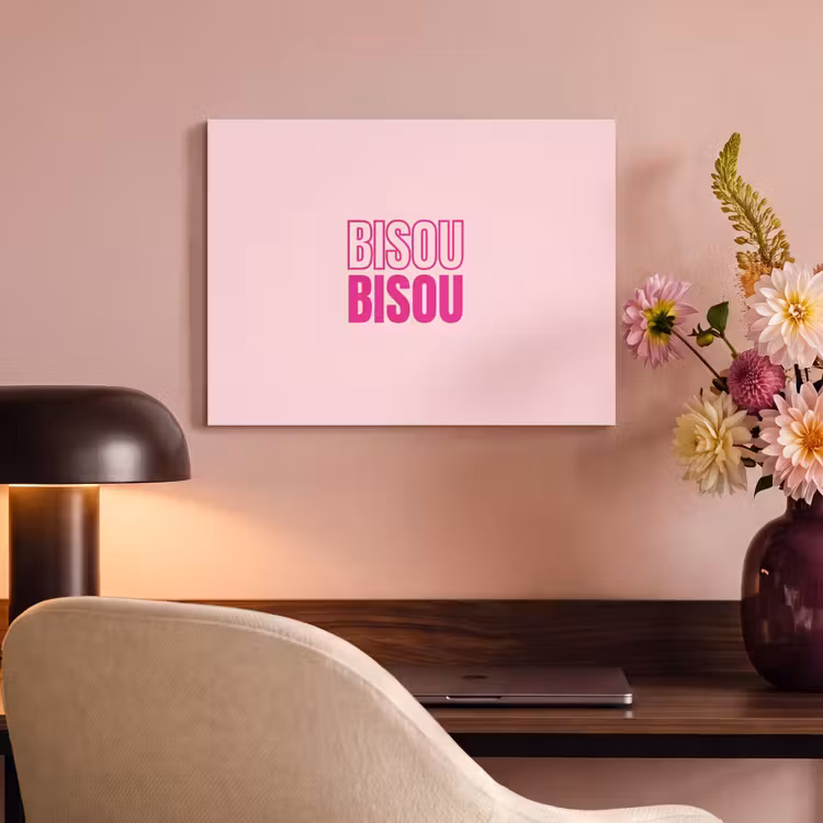Akoestisch schilderij - Bisou - Roze - Minimalistisch — 4