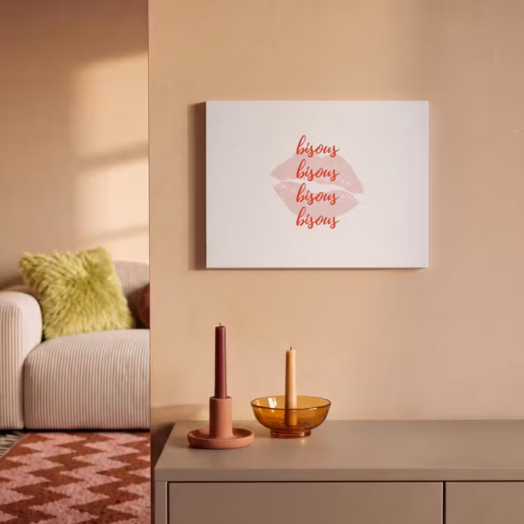 Akoestisch schilderij - Bisous - Lip - Wit - Rood — 2