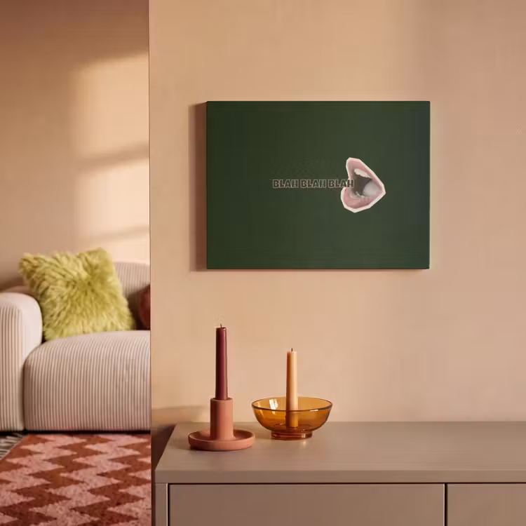 Akoestisch schilderij - BLAH BLAH BLAH - Mond - Groen — 2