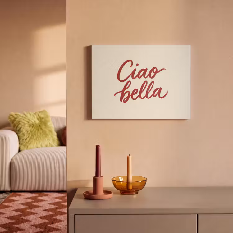 Akoestisch schilderij - Ciao bella - Rood - Wit - Minimalistisch — 2