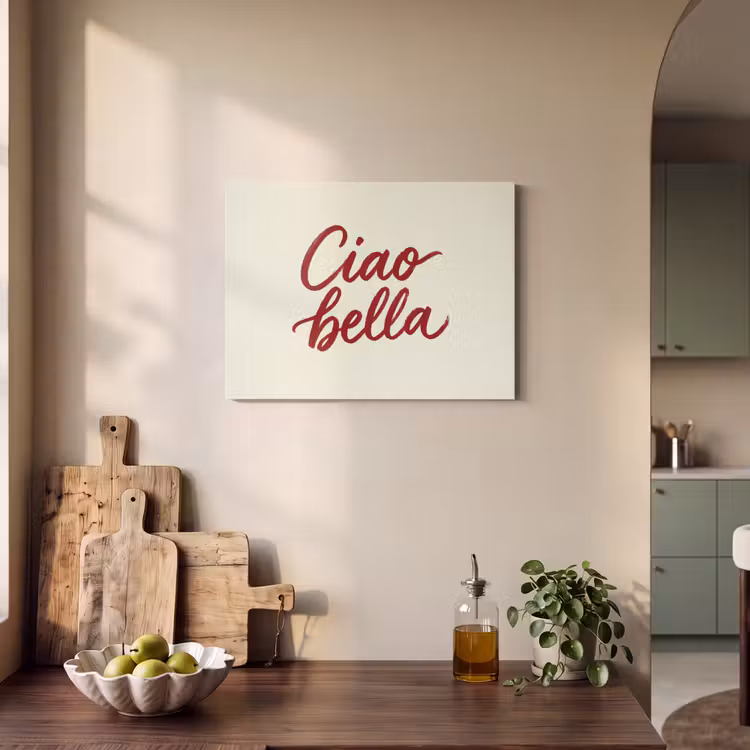 Akoestisch schilderij - Ciao bella - Rood - Wit - Minimalistisch — 3