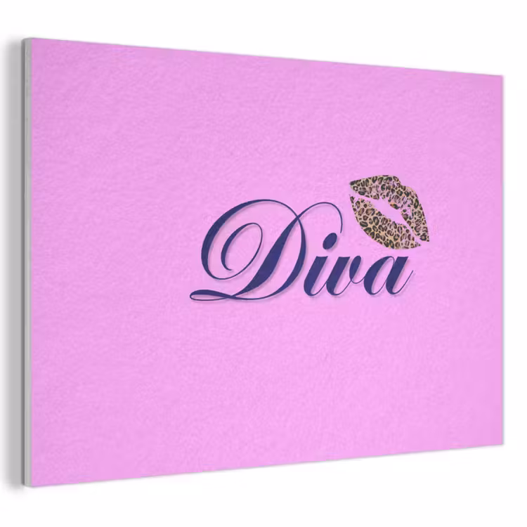 Akoestisch schilderij - Diva - Lip - Panterprint - Roze — 1