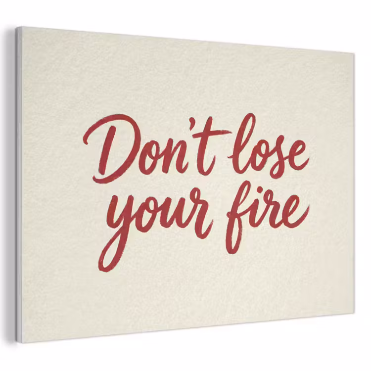 Akoestisch schilderij - Don't lose your fire - Rood - Wit - Minimalistisch — 1